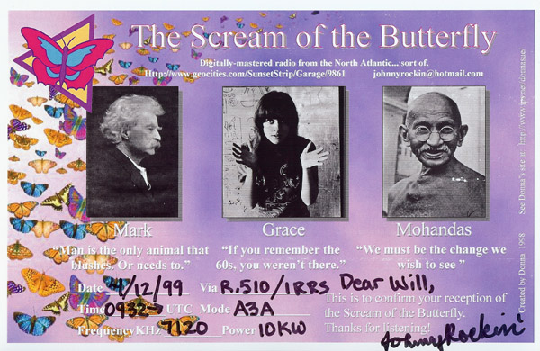 Scream of the Butterfly QSL