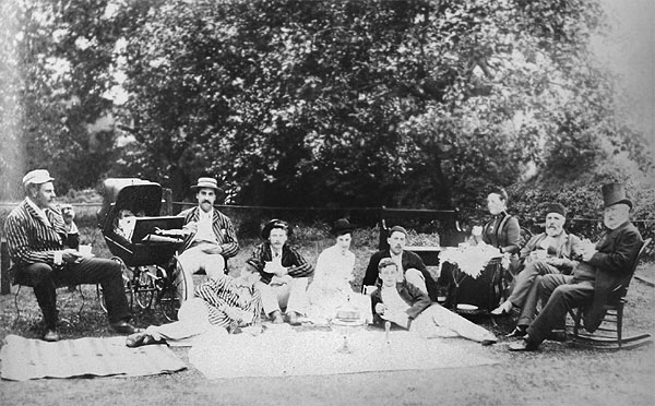 Bank holiday, tea in the orchard, 1890